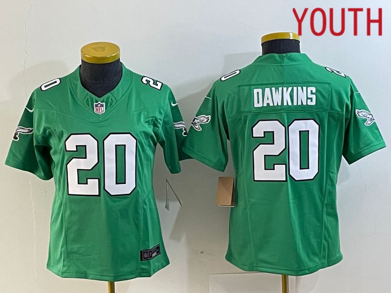 Youth  Philadelphia Eagles #20 Dawkins Green 2023 Nike Vapor Limited NFL Jersey style 1->philadelphia eagles->NFL Jersey